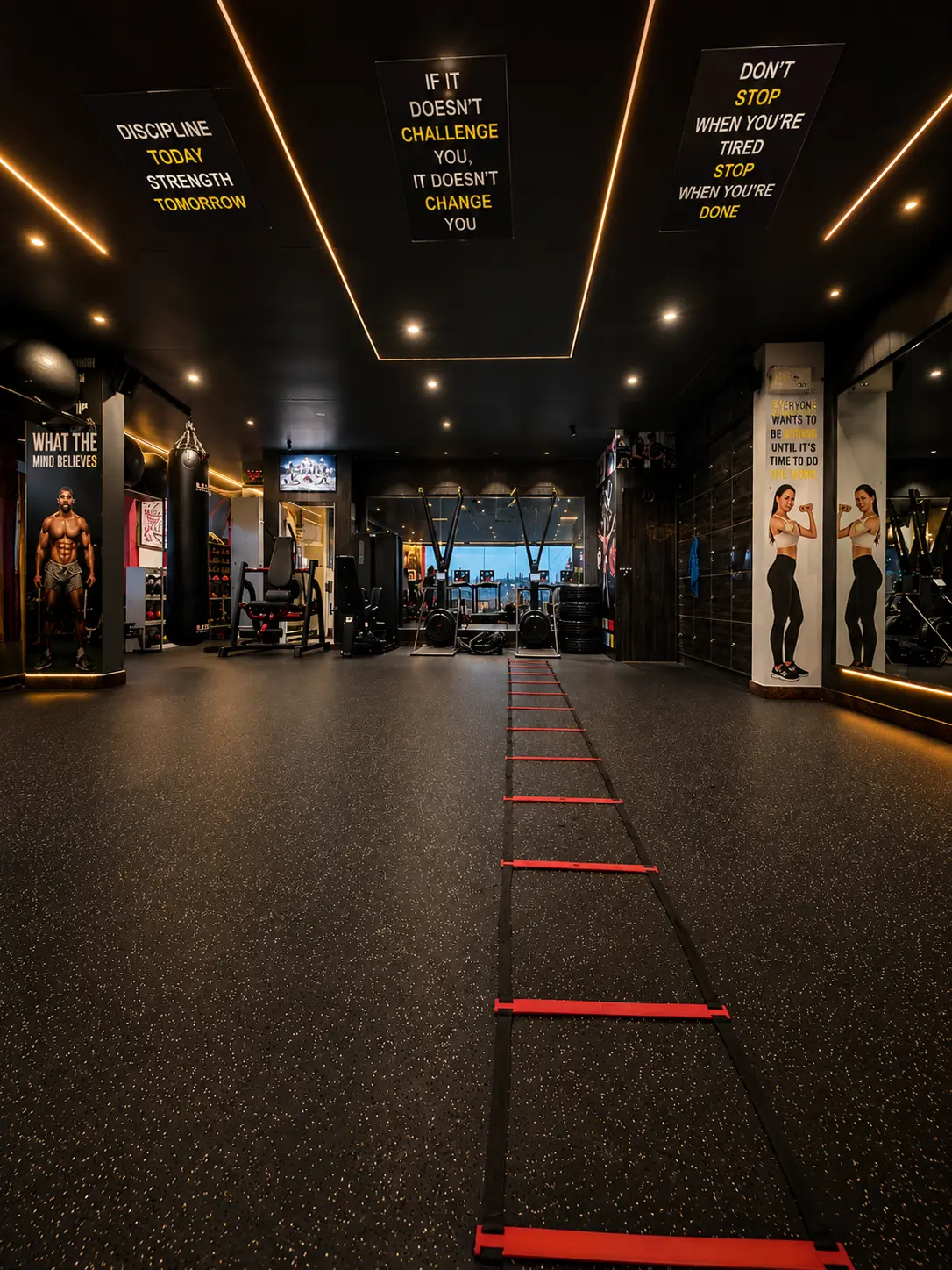 Functional training floor with agility ladder