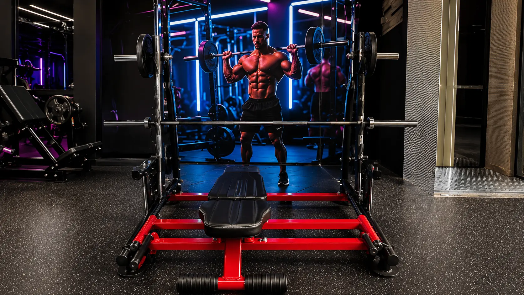 Smith machine and bench in the strength zone