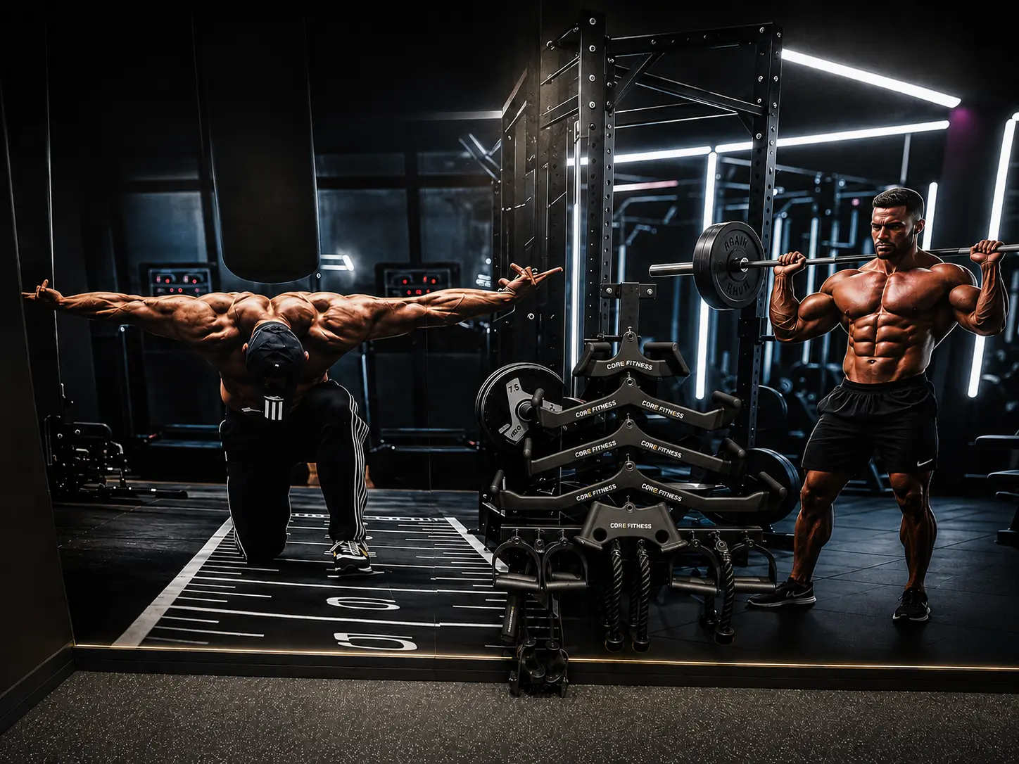 Squat rack and Core Fitness plate storage