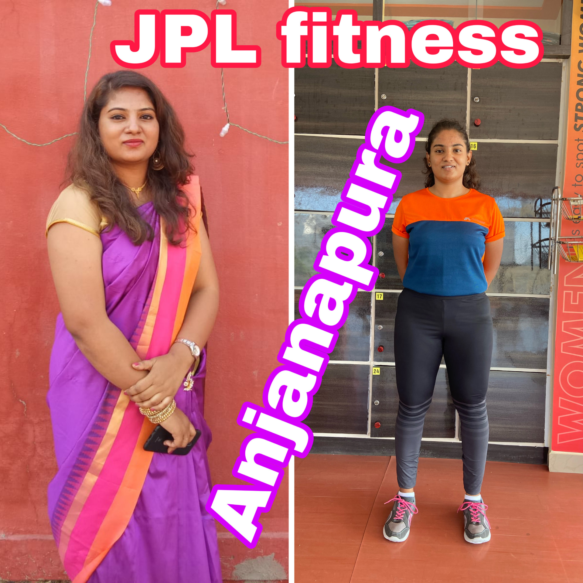 Female member fitness transformation at JPL Fitness Anjanapura