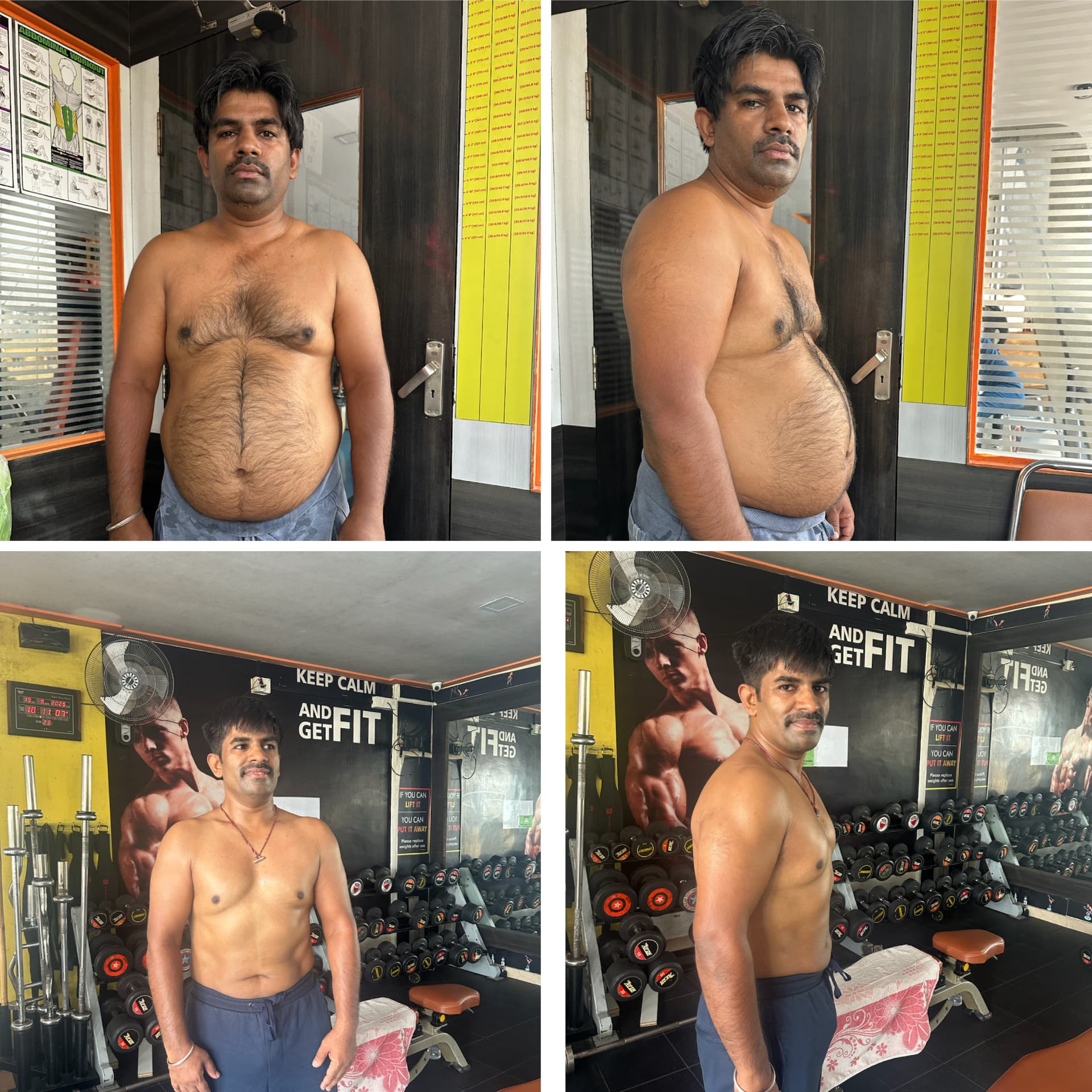 Male member belly fat loss transformation at JPL Fitness Anjanapura