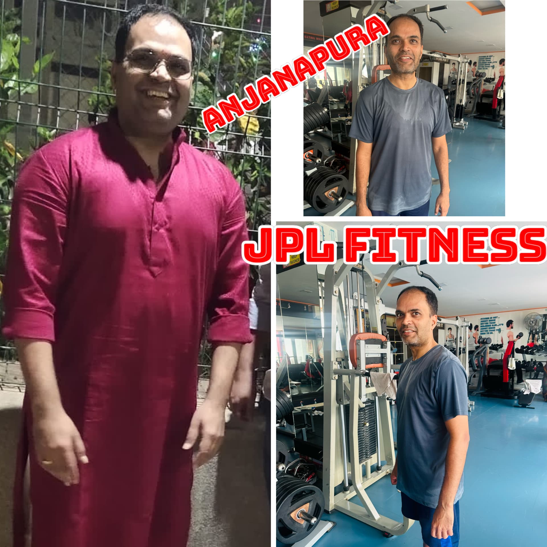 Male member weight loss transformation at JPL Fitness Anjanapura