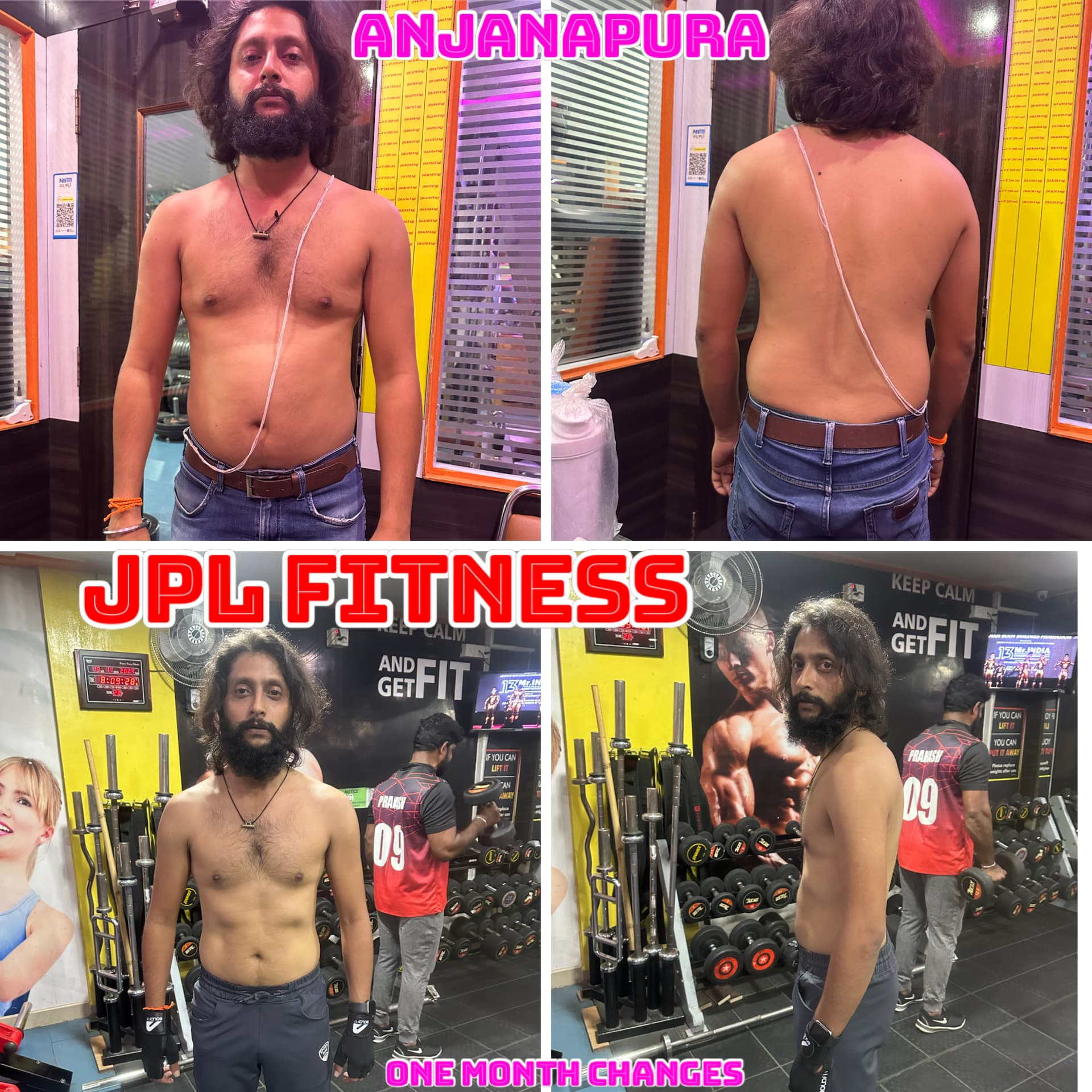 Male member one month change at JPL Fitness Anjanapura