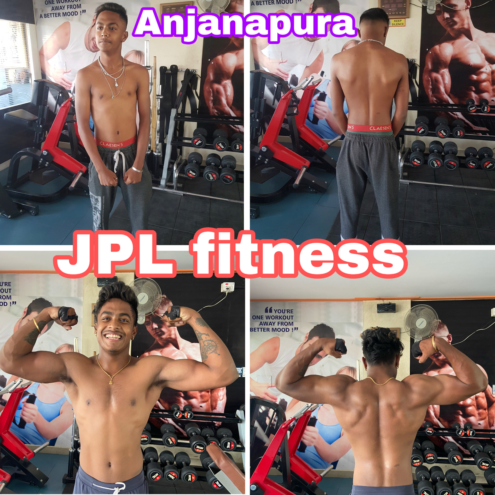 Male member muscle gain transformation at JPL Fitness Anjanapura
