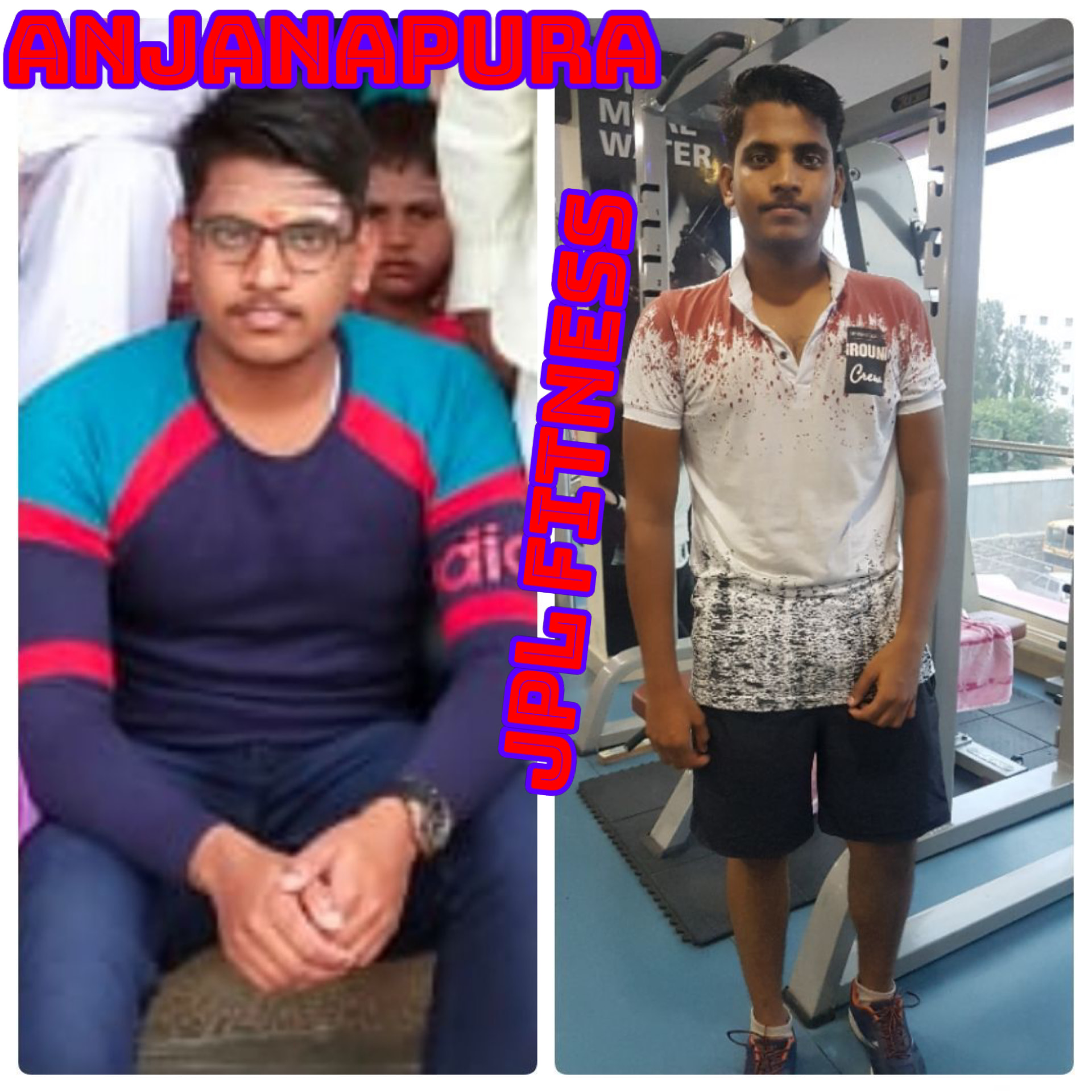 Young male member weight loss transformation at JPL Fitness Anjanapura