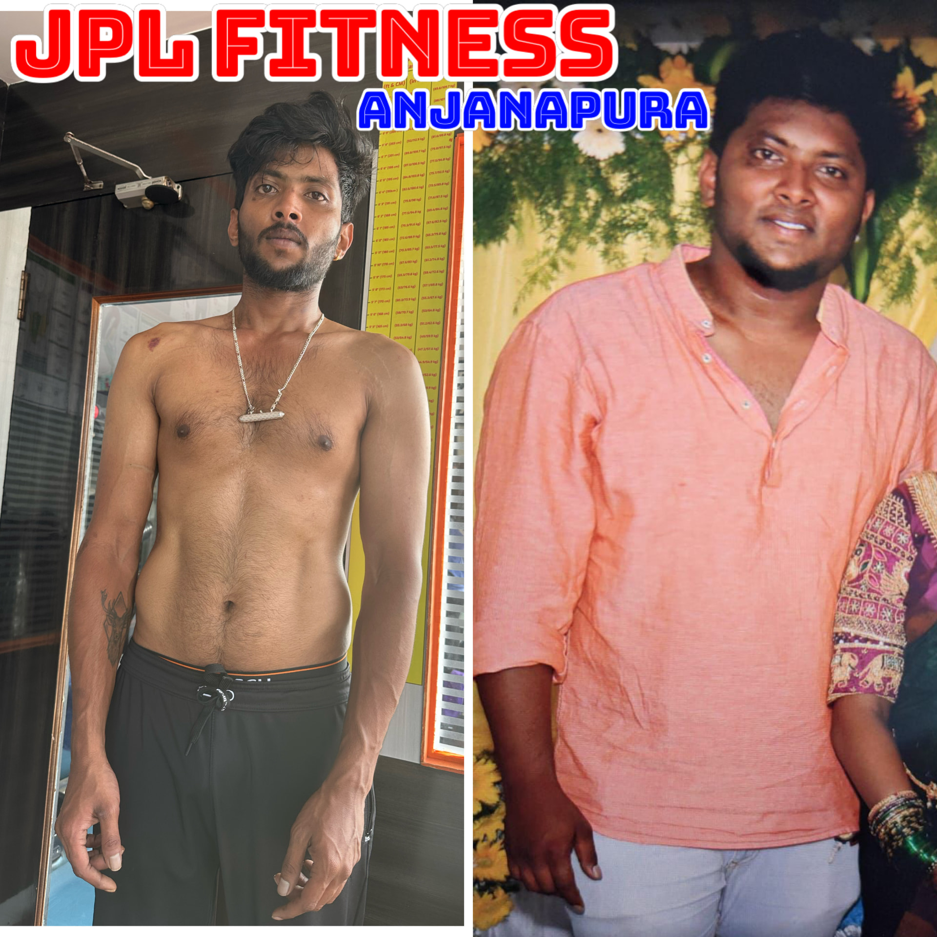 Male member major weight loss transformation at JPL Fitness Anjanapura