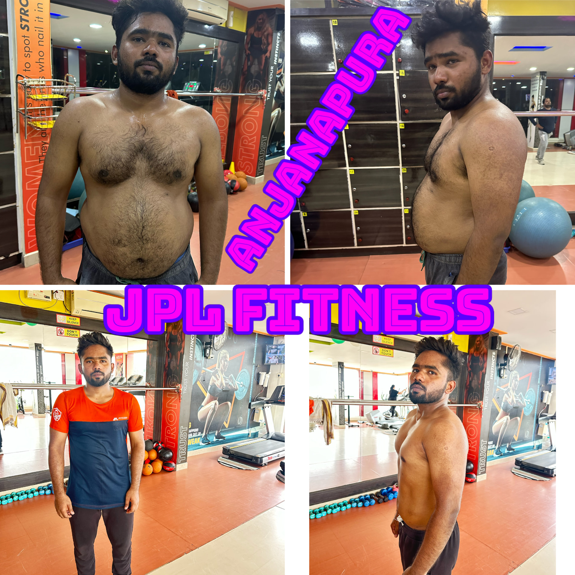 Male member fat loss transformation at JPL Fitness Anjanapura