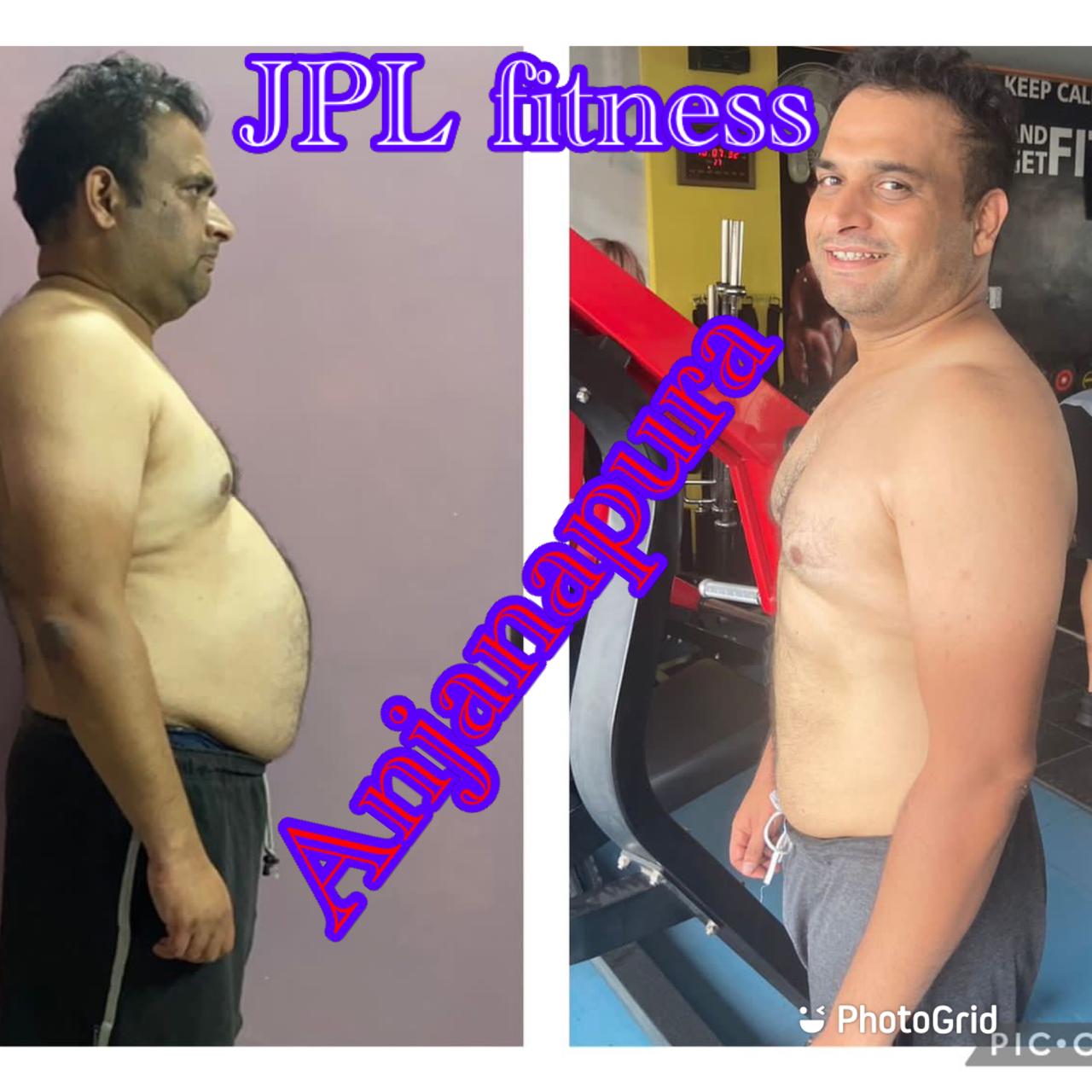 Male member belly fat loss transformation at JPL Fitness Anjanapura