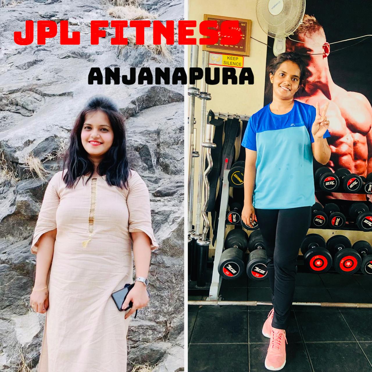 Female member weight loss and fitness transformation at JPL Fitness