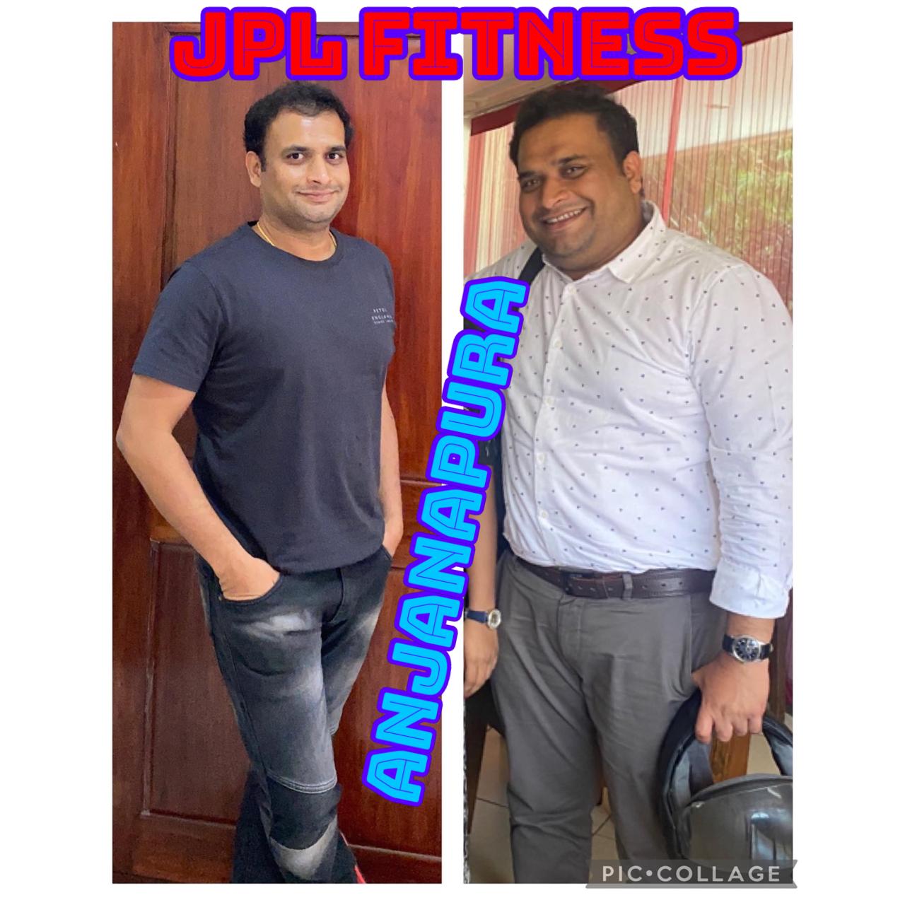 Male member weight loss transformation at JPL Fitness Anjanapura