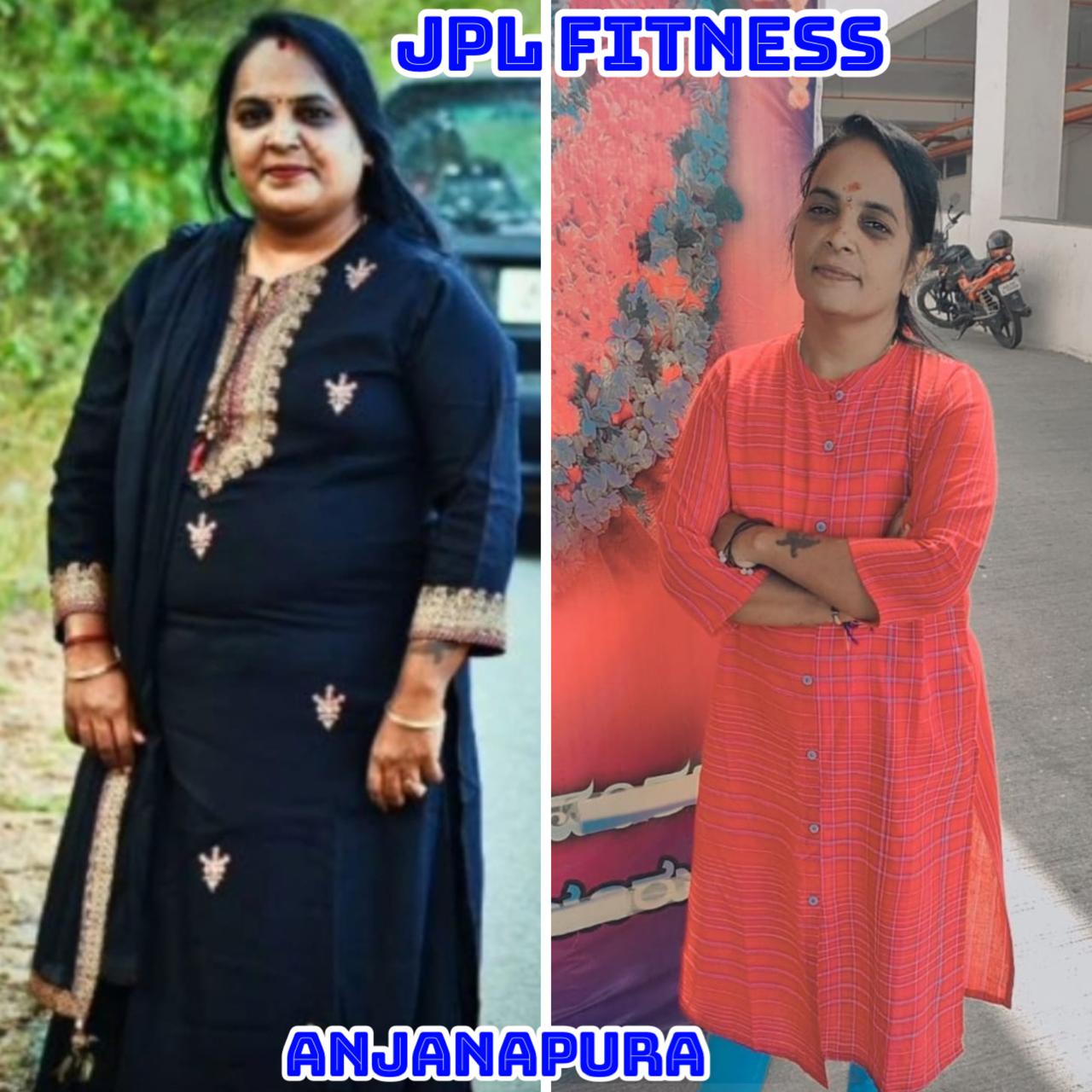 Female member major weight loss transformation at JPL Fitness Anjanapura