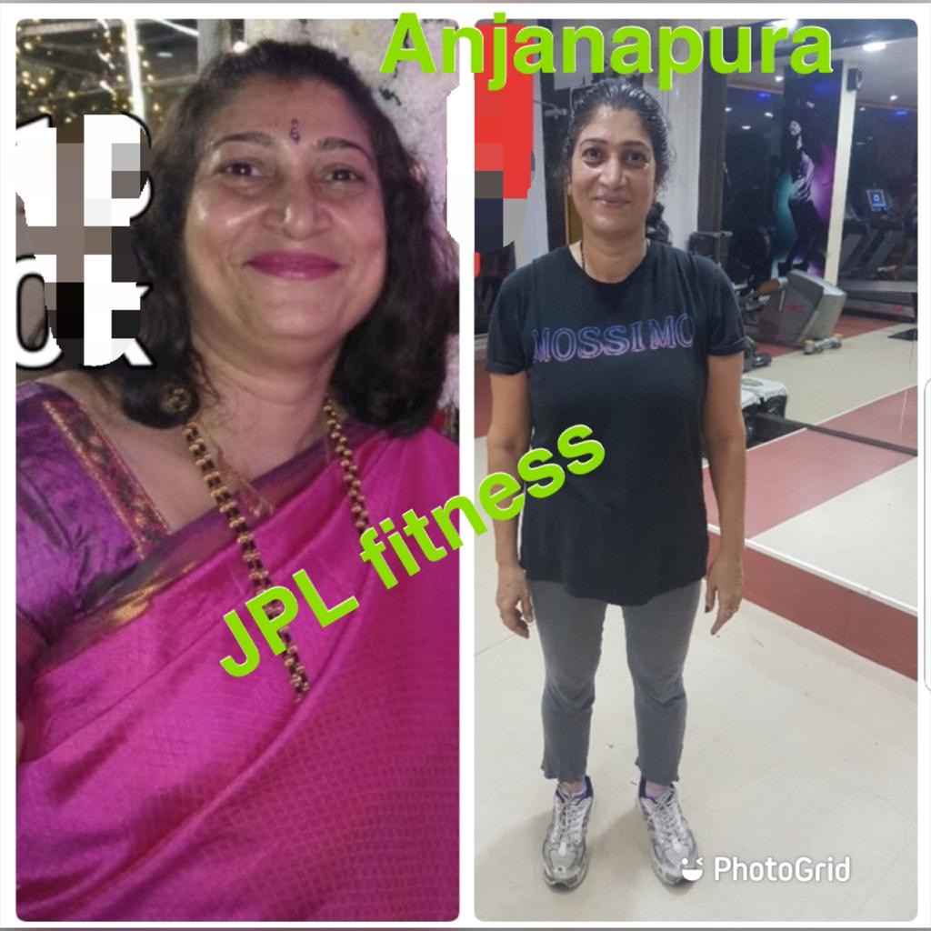 Female member weight loss transformation at JPL Fitness